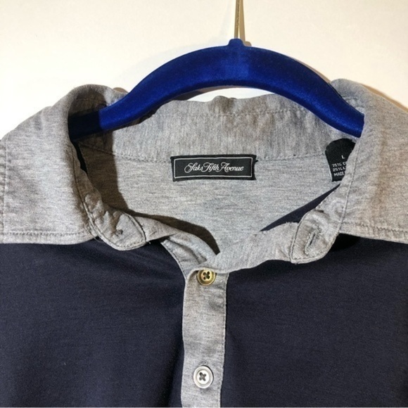 Saks Fifth Avenue Blue Gray Polo - Picture 4 of 5